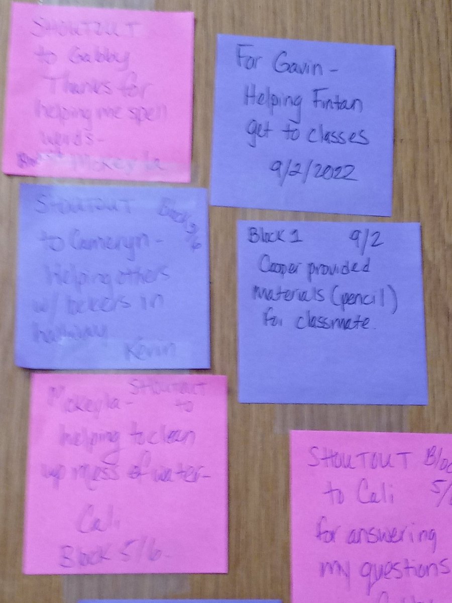 Noticing the little things classmates do makes a difference. Sharing our shoutouts and building our community everyday. #bmspride