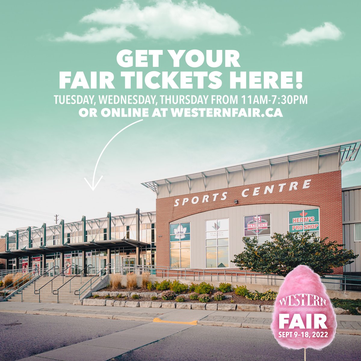 Good News London

We'll be selling Physical Fair Tickets at The Sports Centre on Tuesday, Wednesday &amp; Thursday leading up to the <a href="/WesternFair/">WesternFair District</a>!

This is your LAST CHANCE to purchase your Discounted Advance Tickets in-person! 
See photo for additional details