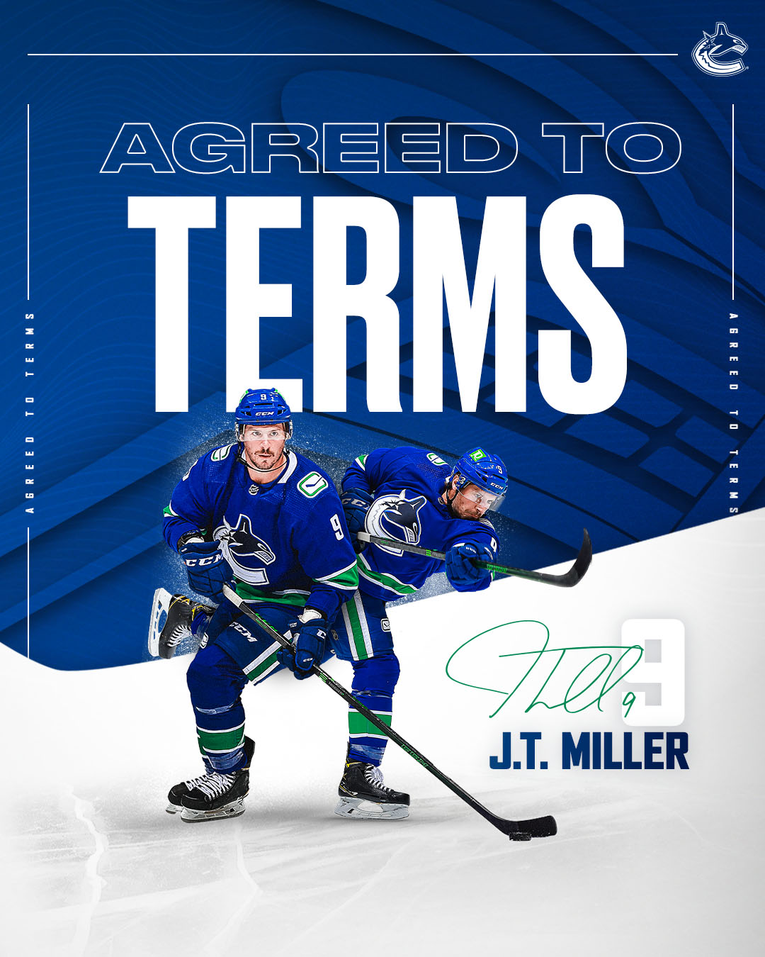 Vancouver Canucks' J.T. Miller wears a pride-themed warmup jersey