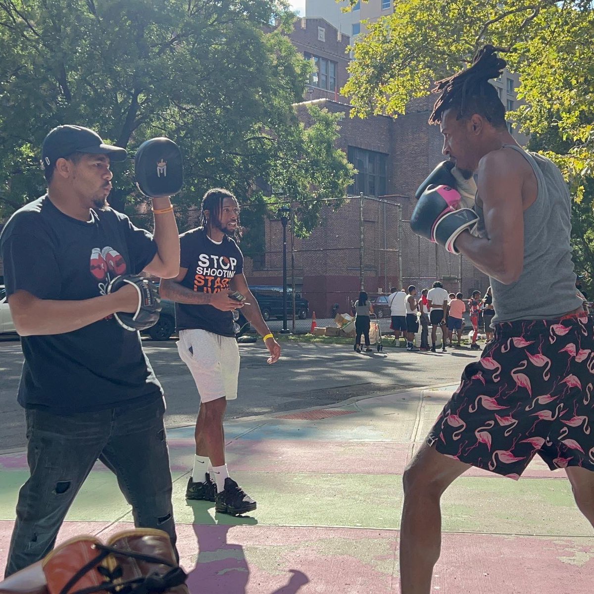 etcnyorg's tweet photo. Trauma informed boxing at @riseprojectnyc ‘s #BikeForPeace event this week. Thank you so much for having members from exodus’ Center for Trauma Innovation show up! #TraumaInformed #ExodusTransitionalCommunity https://t.co/SZpSqv2Hza