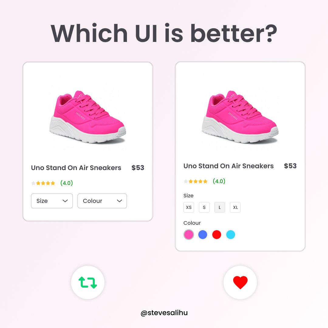 stevesalihu's tweet photo. Which UI is better, and why?🤔
#uiuxdesign #uiux #uidesign #uxdesign #uxdesigner #uidesigner #productdesign #design #designtwitter https://t.co/fjtCTEPF1f