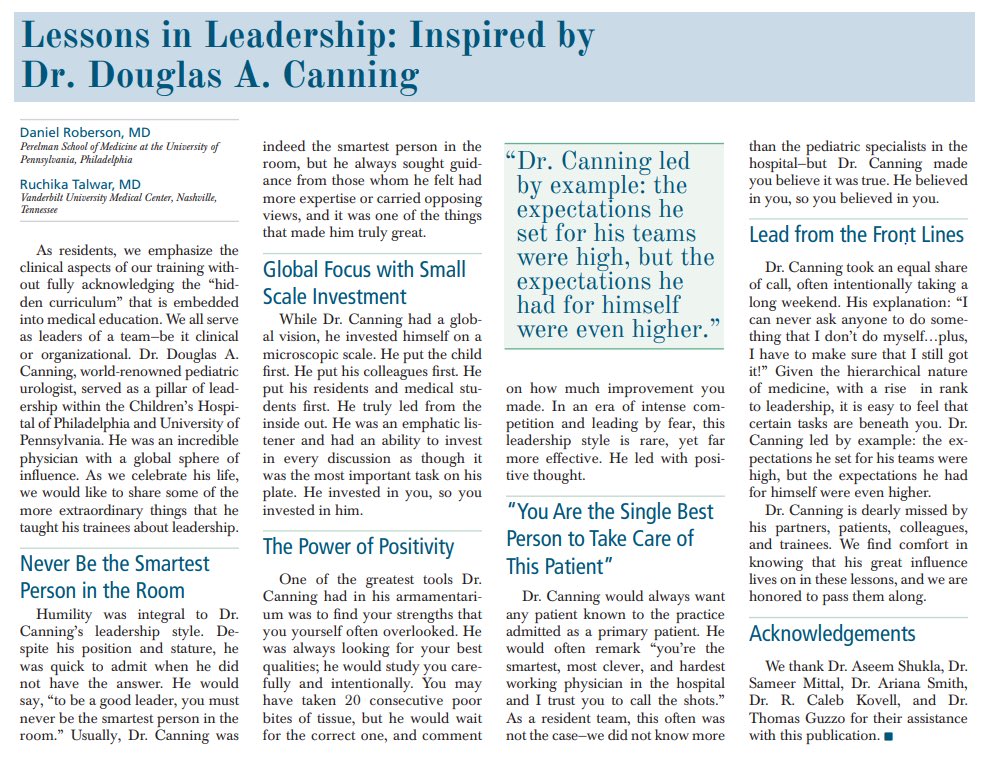Dan Roberson (@dsroberson93) on Twitter photo Very proud of this article <a href="/RuchikaTalwarMD/">Ruchika Talwar</a> and I wrote for this months AUA News update. Dr. Canning is dearly missed, though the lessons he imparted on so many continue to inspire better leaders, physicians, and human beings. <a href="/PennUrology/">Penn Urology</a> <a href="/ChildrensPhila/">Children's Hospital</a> #AUANews Very proud of this article <a href="/RuchikaTalwarMD/">Ruchika Talwar</a> and I wrote for this months AUA News update. Dr. Canning is dearly missed, though the lessons he imparted on so many continue to inspire better leaders, physicians, and human beings. <a href="/PennUrology/">Penn Urology</a> <a href="/ChildrensPhila/">Children's Hospital</a> #AUANews