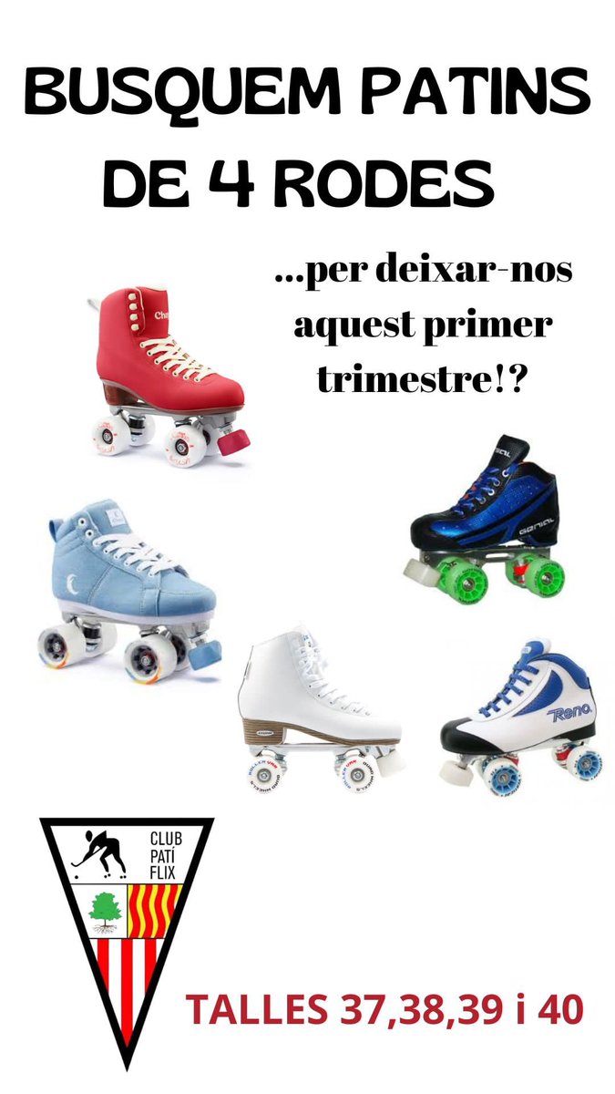 Som un grup de noies que ens hem unit per intentar fer un equip d'hoquei. Busquem patins de 4 rodes. Estarem molt agraïdes.💜🙏🏻🏑🛼