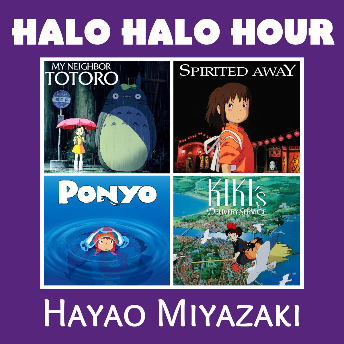 halohalohour's tweet photo. We're celebrating the magic and brilliance of Hayao Miyazaki in a special three-part series this month. 
For our opening salvo, we have four of his most beloved children's fantasy films.

#hayaomiyazaki #miyazaki #studioghibli #anime #podcast #PodNation 

https://t.co/yNbZRM2WiL https://t.co/kzFvFp3Vh5