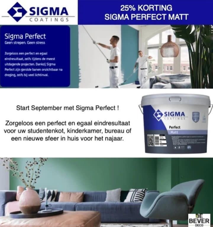 deBeverVerf's tweet photo. September is goed gestart bij De Bever Deco met enkele topacties. Hebben jullie oa onze Sigma Perfect actie al gezien? Maar liefst 25% korting op Sigma Perfect Matt 2,5L/5L/10L emmers!
Kom langs en geniet van onze actie met verf-en kleuradvies.
https://t.co/1CIlMjwzee https://t.co/fDnklSZV3x