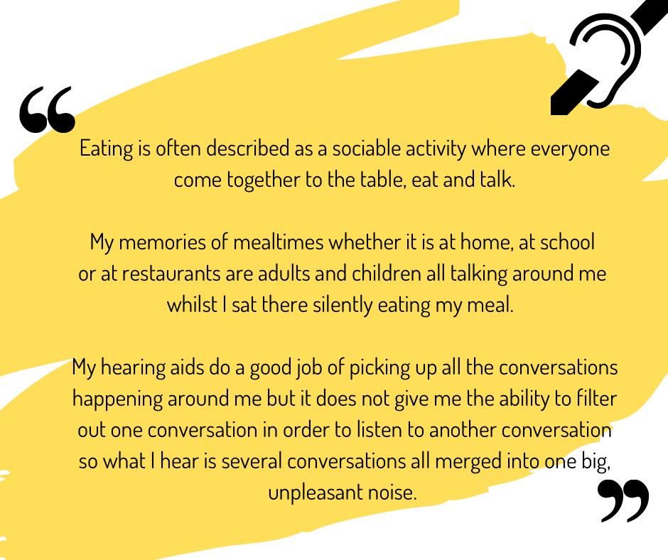 September is International #DeafAwarenessMonth, #BeAnAbleOTUKAlly and take the time to learn from those with lived experiences, here  @SusanGriffiths5 share memories of mealtime.  What is your reflection here?