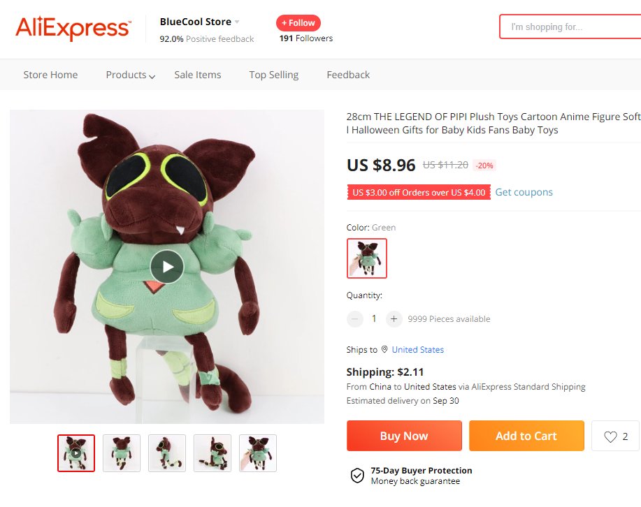 AliExpress is selling Pipi plushes without our permission, please do not buy this bootleg product from them. We're frustrated to see a big company stealing from students for profit, especially with how long we've been planning to produce our own plushes