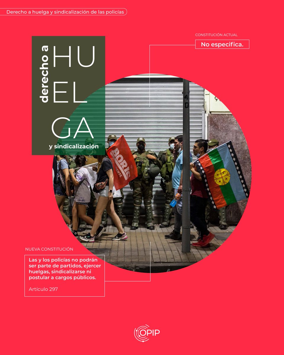 opipchile's tweet photo. En la propuesta de nueva Constitución se menciona expresamente que las policías no pueden ejercer el derecho a huelga. Esto se pasa por alto en el texto actual, siendo una lectura muy importante para el actuar policial.

Aquí te lo explicamos 👇🏻🧵 (1/3) https://t.co/7NbLGIMuAV