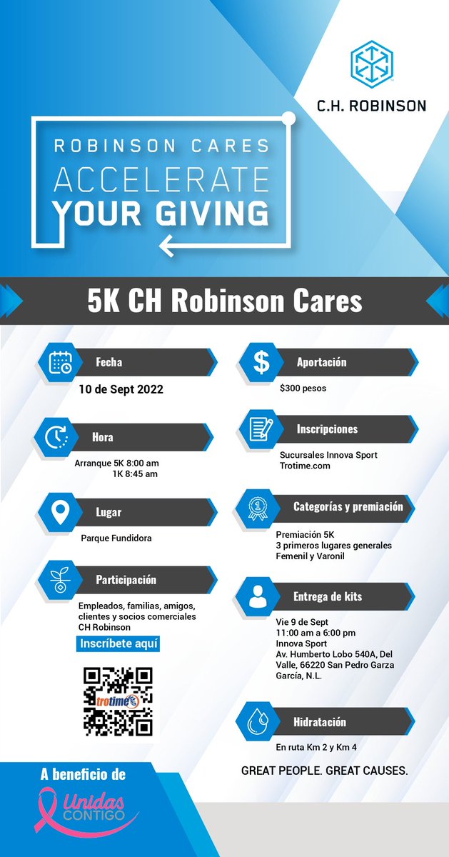 🚨Atención🚨
Se abrieron 40 folios más del 5 CH ROBINSON CARES.

Ingresa a nuestra página y registrate porque se acabarán rapidisímo.

¡Te esperamos este 10 de septiembre a las 8 de la mañana en Parque Fundidora!