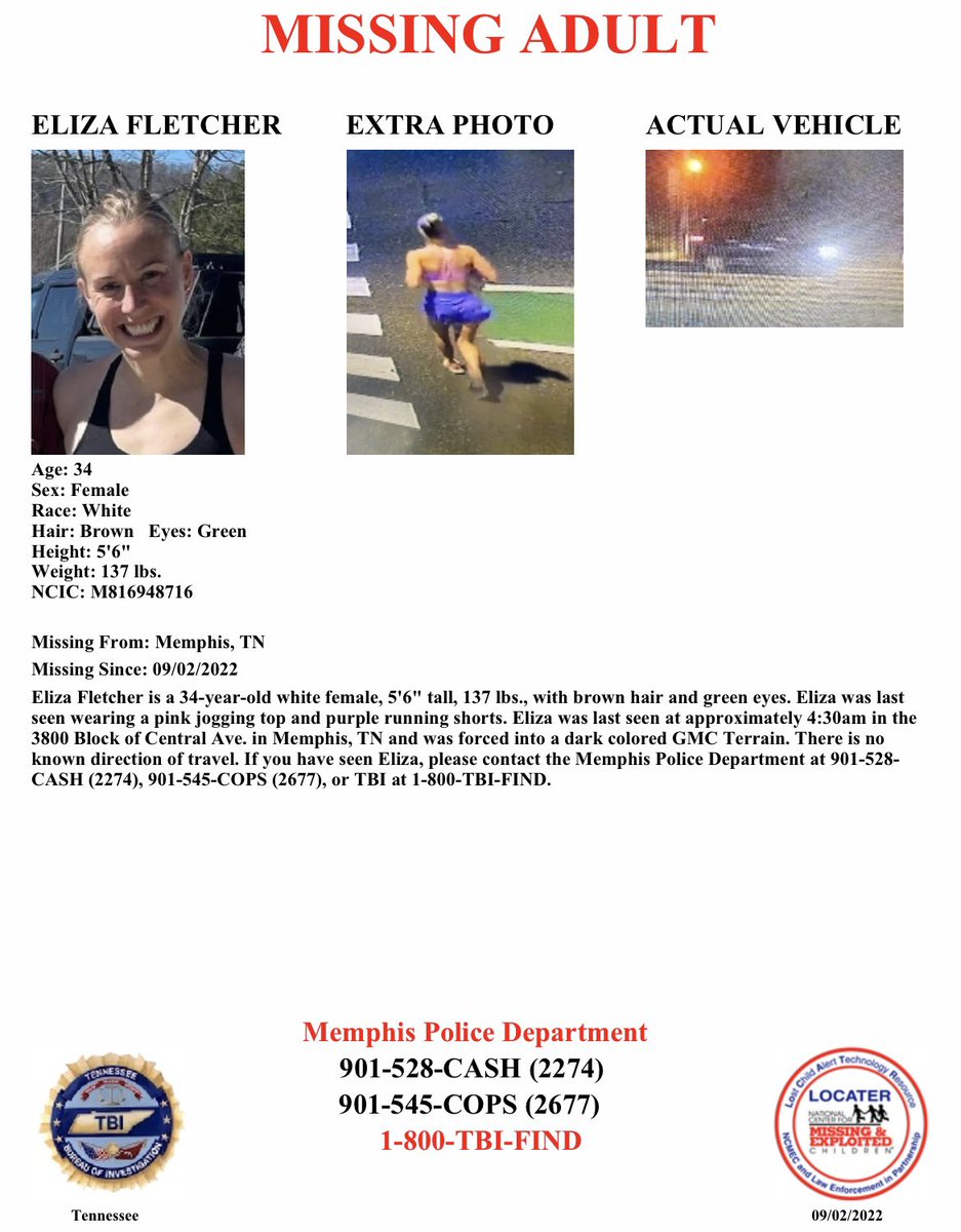 TBInvestigation's tweet photo. We have updated this poster to include new information about the vehicle being sought…a dark-colored GMC Terrain. https://t.co/z6ZlU2sTuJ