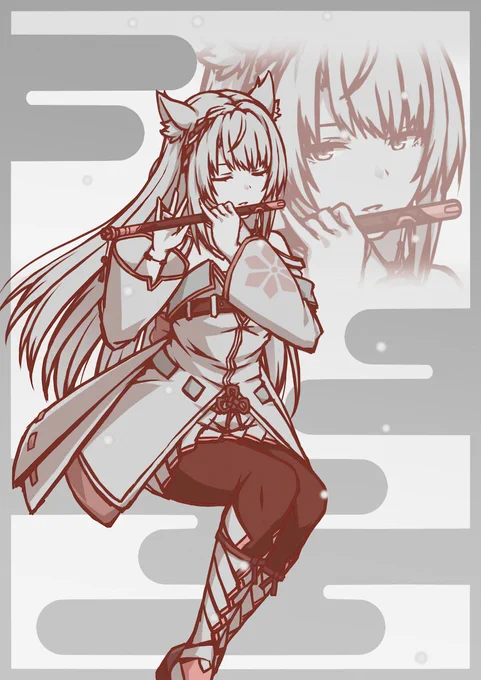 おくり長髪ミオちゃん(ΦωΦ)ラフver #ゼノブレイド3 #ミオ(ゼノブレイド3) #ラフ  