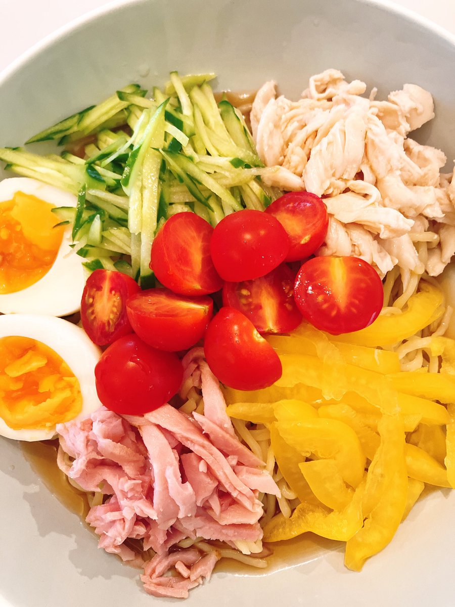 This is a favorite Japanese summer time dish but it’s called Hiyashi (chilled) Chyuka (Chinese)!!! Meshiagare!!!