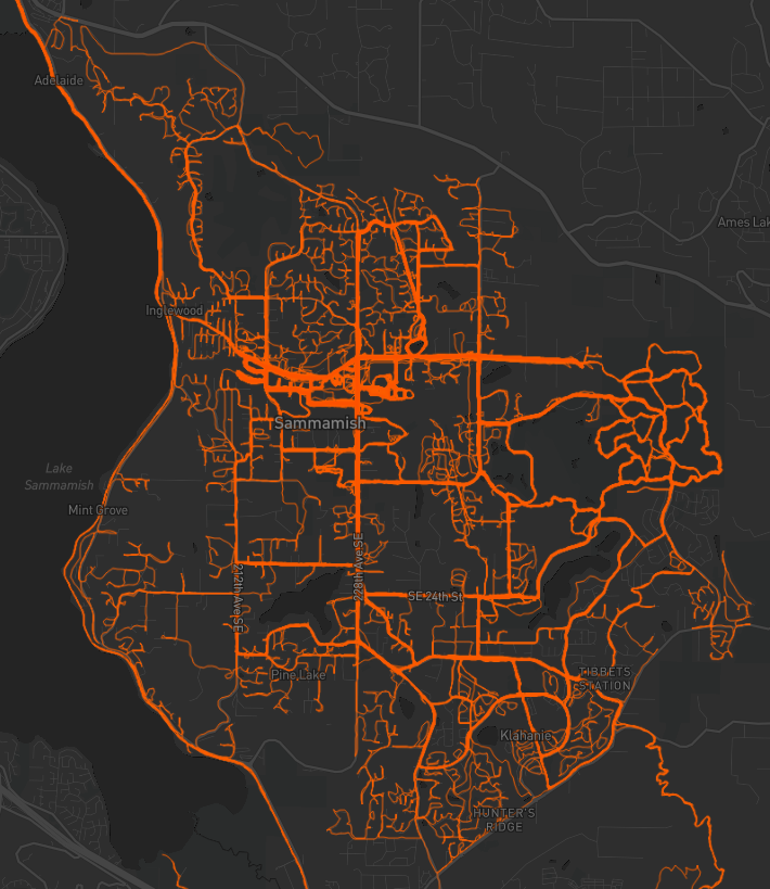 phillramey's tweet photo. I'm nearing the end of my journey to run #everysinglestreet in @CityofSammamish and just now searched for more efficient ways of route planning. I didn't find a solution, but it turns out I'm not the only one on this type of journey. https://t.co/fVpffJvk86 https://t.co/wuFVhgDKCh