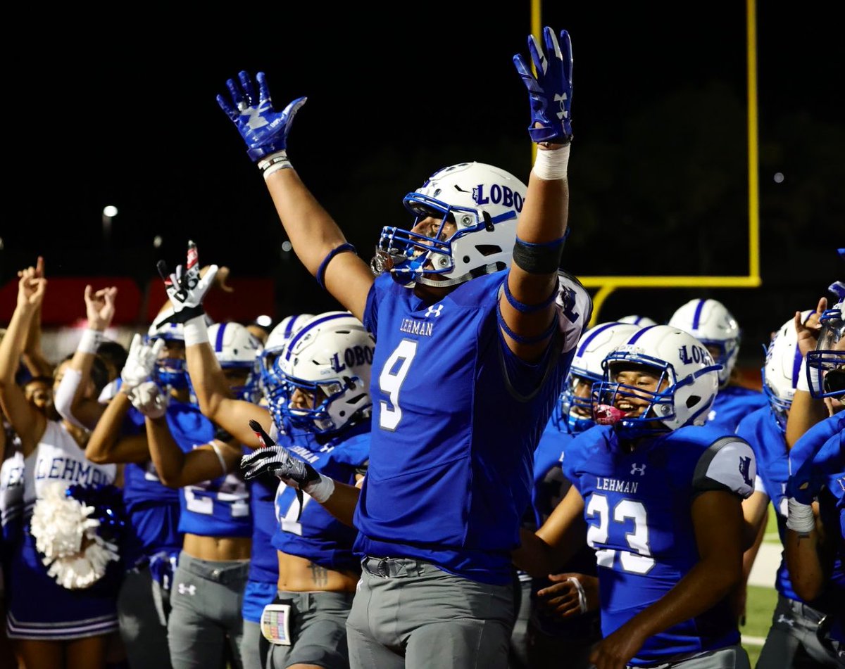 HaysCISD's tweet photo. That 2-0 feeling! Congratulations to @LehmanLobosFB as they held on for a thrilling 24-21 win over McCallum! The Lobos post the program’s first 2-0 start since the 2011 season! Way to go Lobos! https://t.co/YJKwIKQfyk