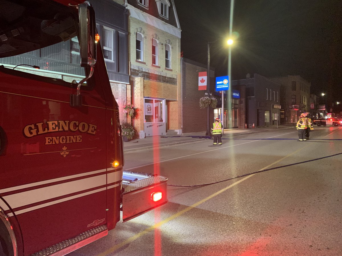 SWMFireDept's tweet photo. Fire crews on scene Main St in Glencoe for smoke in the building. Occupants are evacuated and crews are investigating. Main St is closed. #Glencoe519 #Wardsville519 ⁦@OPP_WR⁩ https://t.co/VinlKUBePy