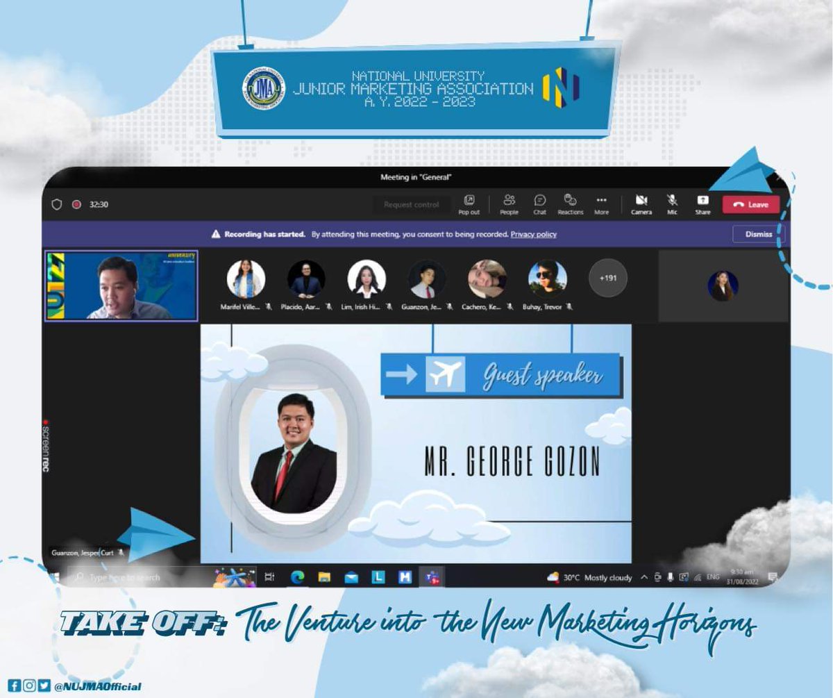 NUJMAOFFICIAL's tweet photo. Days have passed since we arrived at our destination in the Marketing Realm!
Here is the glimpse of this year's General Assembly entitled, TAKE OFF: The Venture Into the New Marketing Horizons last August 31, 2022.
#NUJMAssembly2022
#NUJMANovus
#IntensifyingExcellence https://t.co/G6BSLwXA51