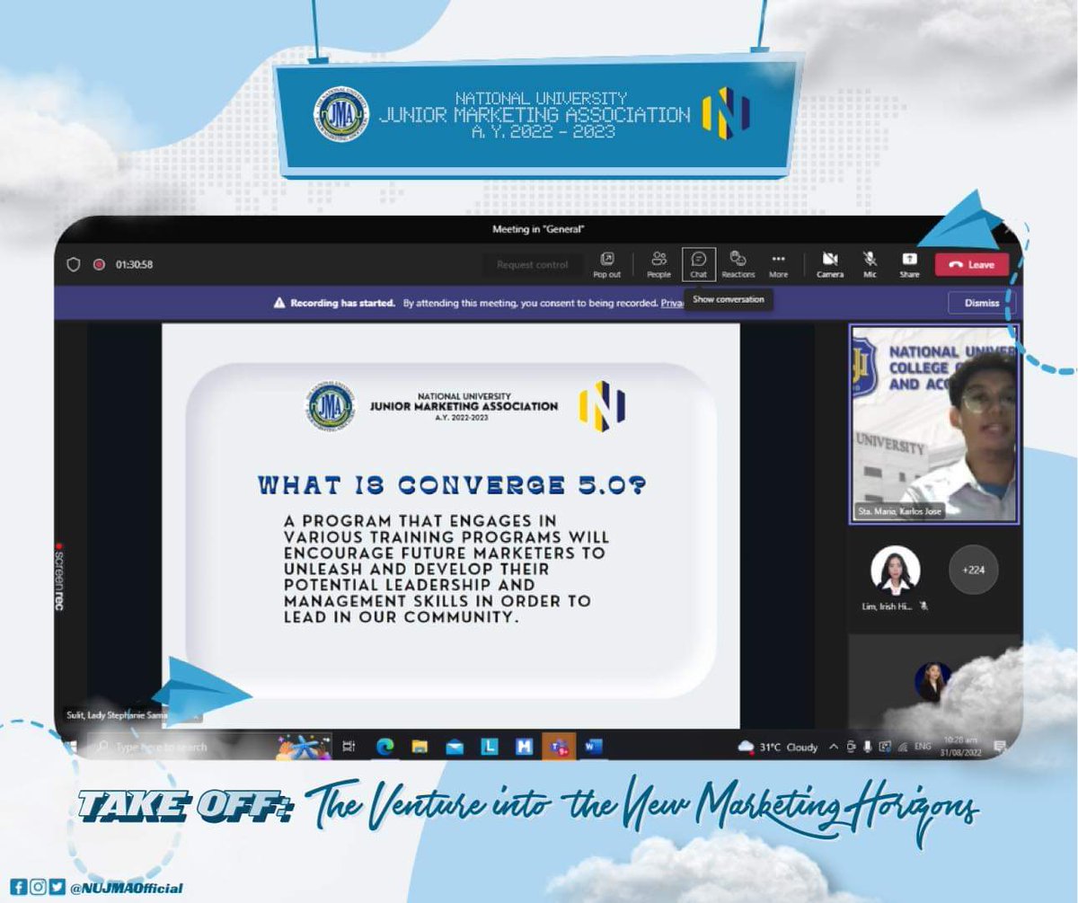 NUJMAOFFICIAL's tweet photo. Days have passed since we arrived at our destination in the Marketing Realm!
Here is the glimpse of this year's General Assembly entitled, TAKE OFF: The Venture Into the New Marketing Horizons last August 31, 2022.
#NUJMAssembly2022
#NUJMANovus
#IntensifyingExcellence https://t.co/G6BSLwXA51