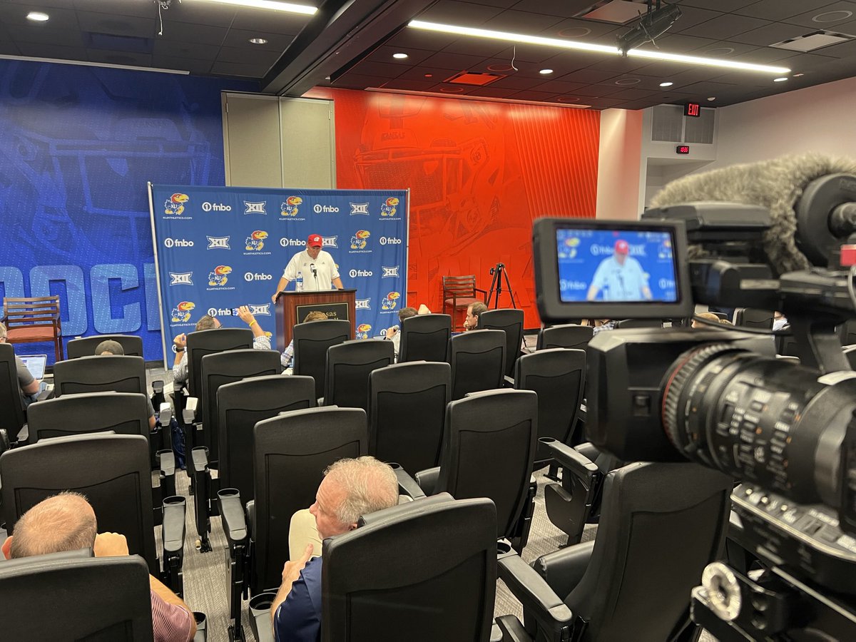landonian87's tweet photo. Lance Leipold takes the stand after the Jayhawks 56-10 win #KansasFB https://t.co/FKZtvtXWwZ