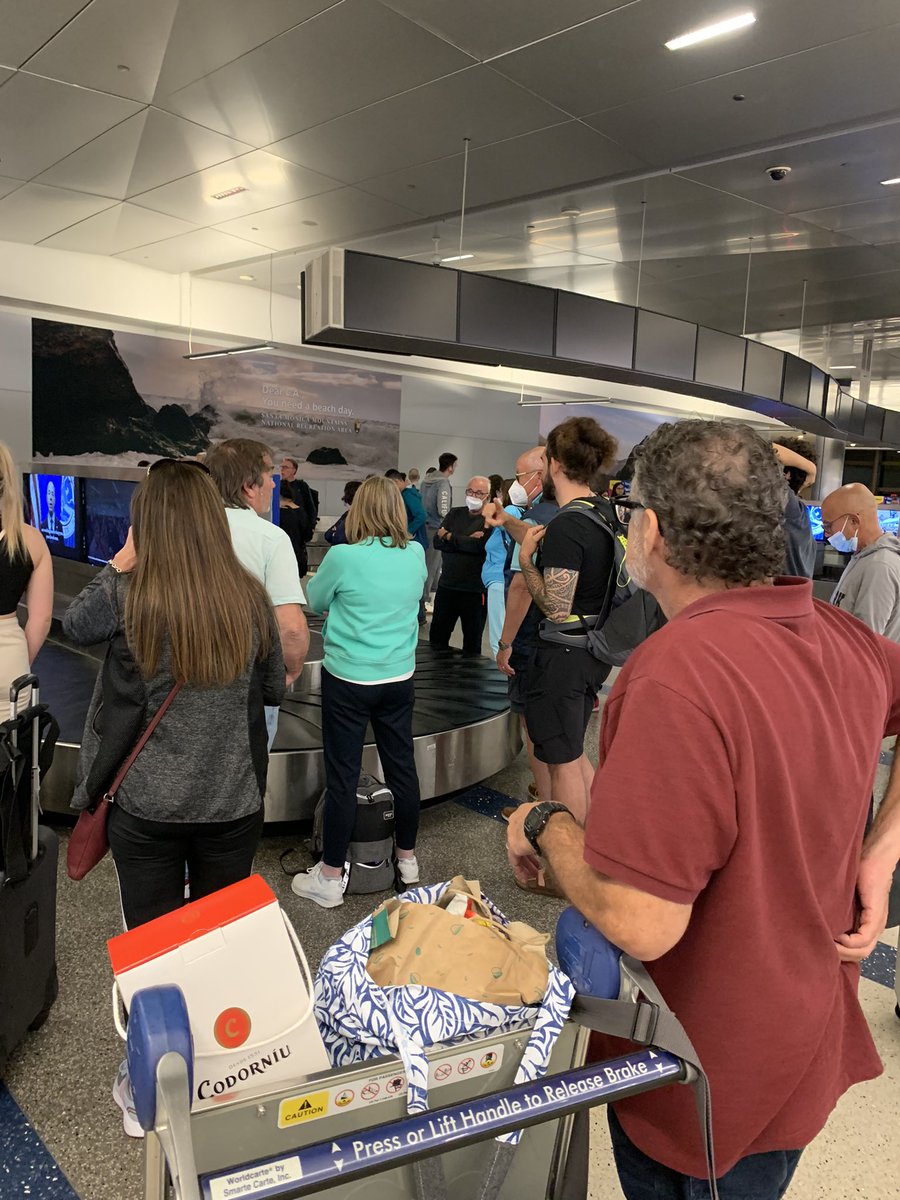 tessie_potts's tweet photo. @AerLingus I wish I would have read these comments before I flew on your shitty airline. Here’s a photo of us waiting over two hours for our bags to come to the carousel. We were told that our bags are here but it’s taking over two hours to get them to the carousel. That’s a first. #lax https://t.co/lLo1PgHIuu