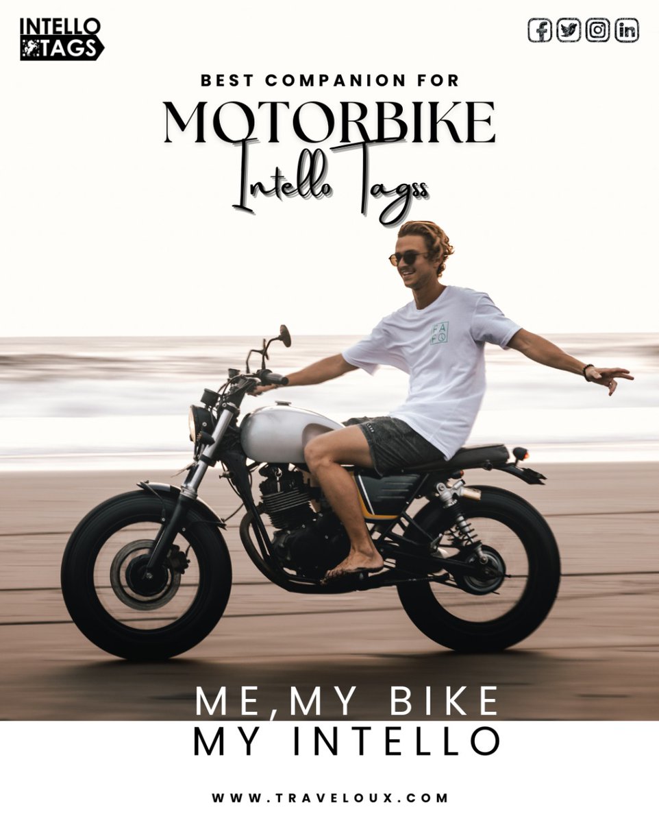 IntelloTagss's tweet photo. Best companion for your Motorbike.
Get your Intello Tagss.
#parking #parkingissue #emergency #accidental #automobiles #accidentalart #biker #bikelife #bikeride #bikelovers #carlovers #protection #life #smartsolutions #intellotags #intellotags #cars #car #intello #digitalindia https://t.co/6GjwtP3U4j