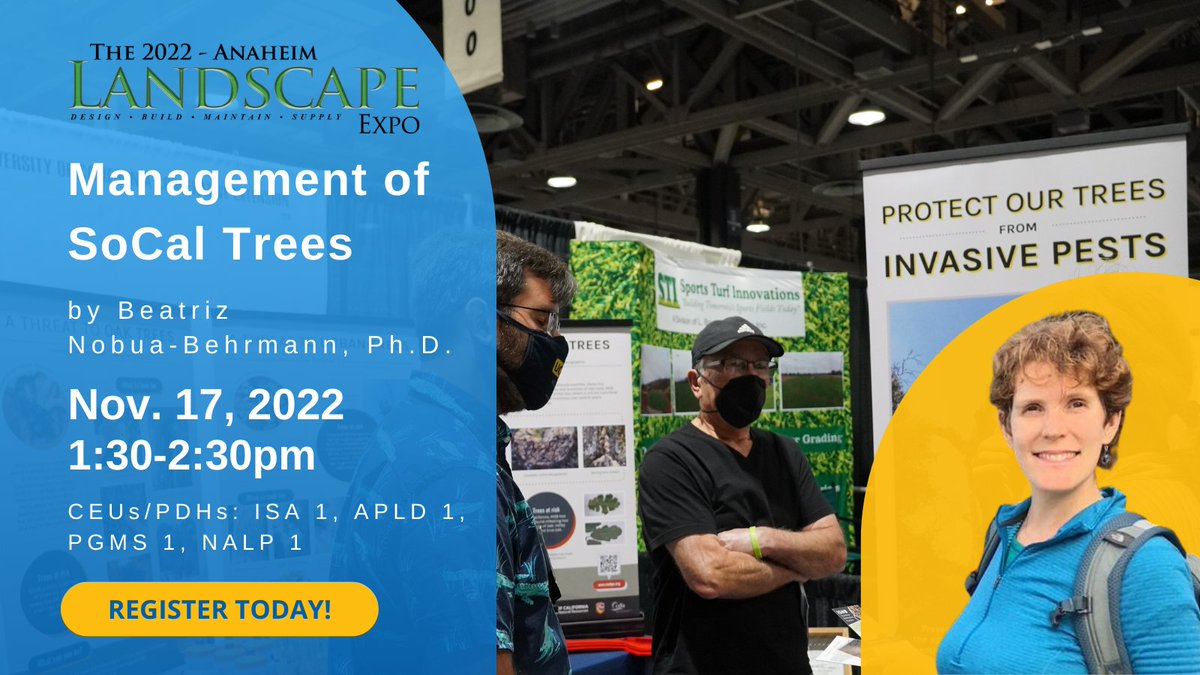 ucanr's tweet photo. Beatriz Nobua-Behrmann, @ucsouthcoast Urban Forestry & Natural Resources Advisor, will lead a seminar on shothole borers (@ISHB_update) & #Goldspotted #Oak #Borers @ the #LandscapeExpo in #Anaheim. Will you be there? We hope so!
Register here: https://t.co/7nvuZnM1HS https://t.co/x1aMCb8ACq