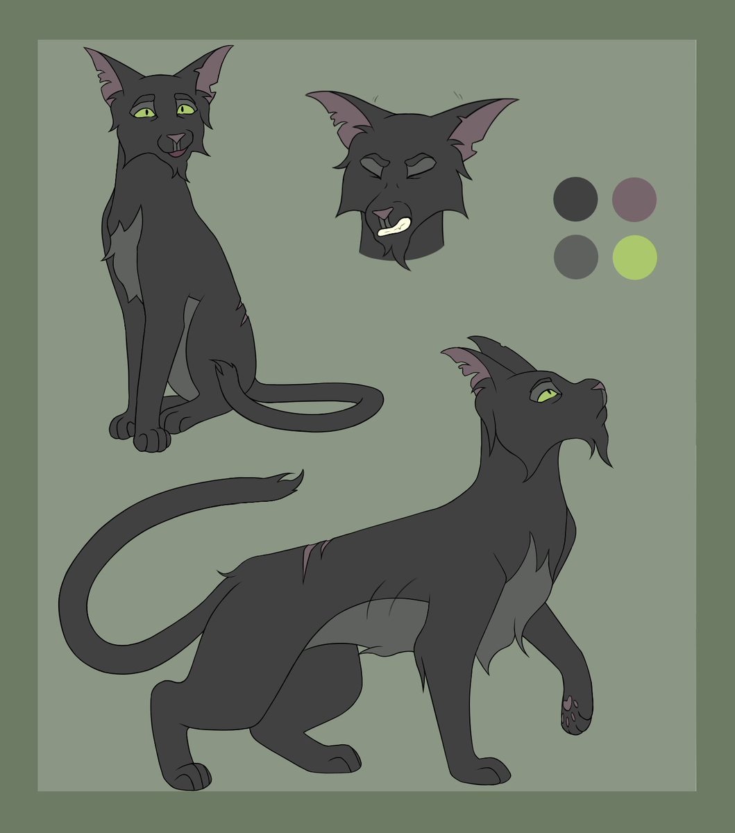 CharlieCatLove's tweet photo. Here is my entry for #WCAEldersContest with a Nightpelt design. I must say drawing in the WCA style was very challenging and I still don't think I nailed it. 

#warriorcats #cat https://t.co/eIAmeRbJhR