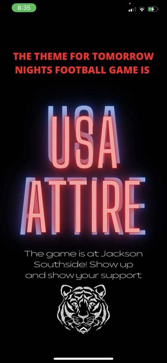 hchs__ss's tweet photo. EVERYONE COME OUT IN YOUR USA GEAR TN!!! GO TIGERS! https://t.co/bgtwAtoIFN