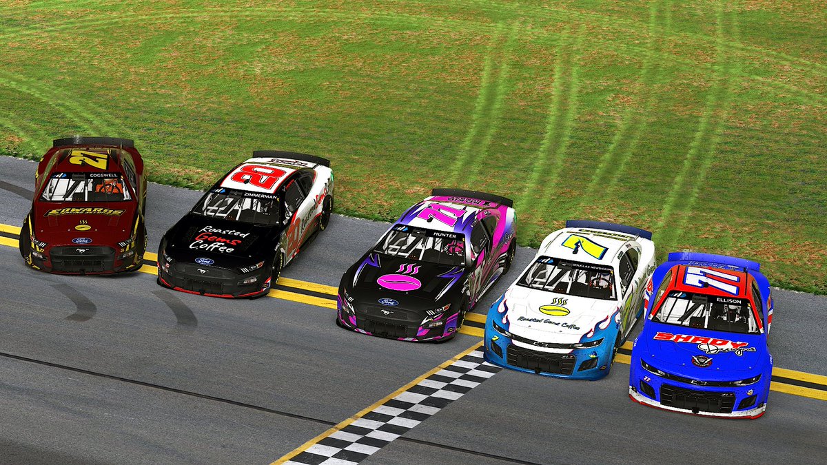 🎉What a night in the <a href="/BluegrassiRacin/">BluegrassiRacingSeries</a> Series at Daytona! <a href="/Gabe_Ellison/">Gabe Ellison</a> closed out the final race of the regular season with a 🏁, and the team swept the top5️⃣! @TrtL_WrtL in P2, <a href="/Bazinga_Hunter/">Cedrick Hunter</a> in P3, @BZx20x in P4, and Jonathan Cogswell in P5.
<a href="/RoastedGems/">Roasted Gems Coffee</a> #iRacing #esports
