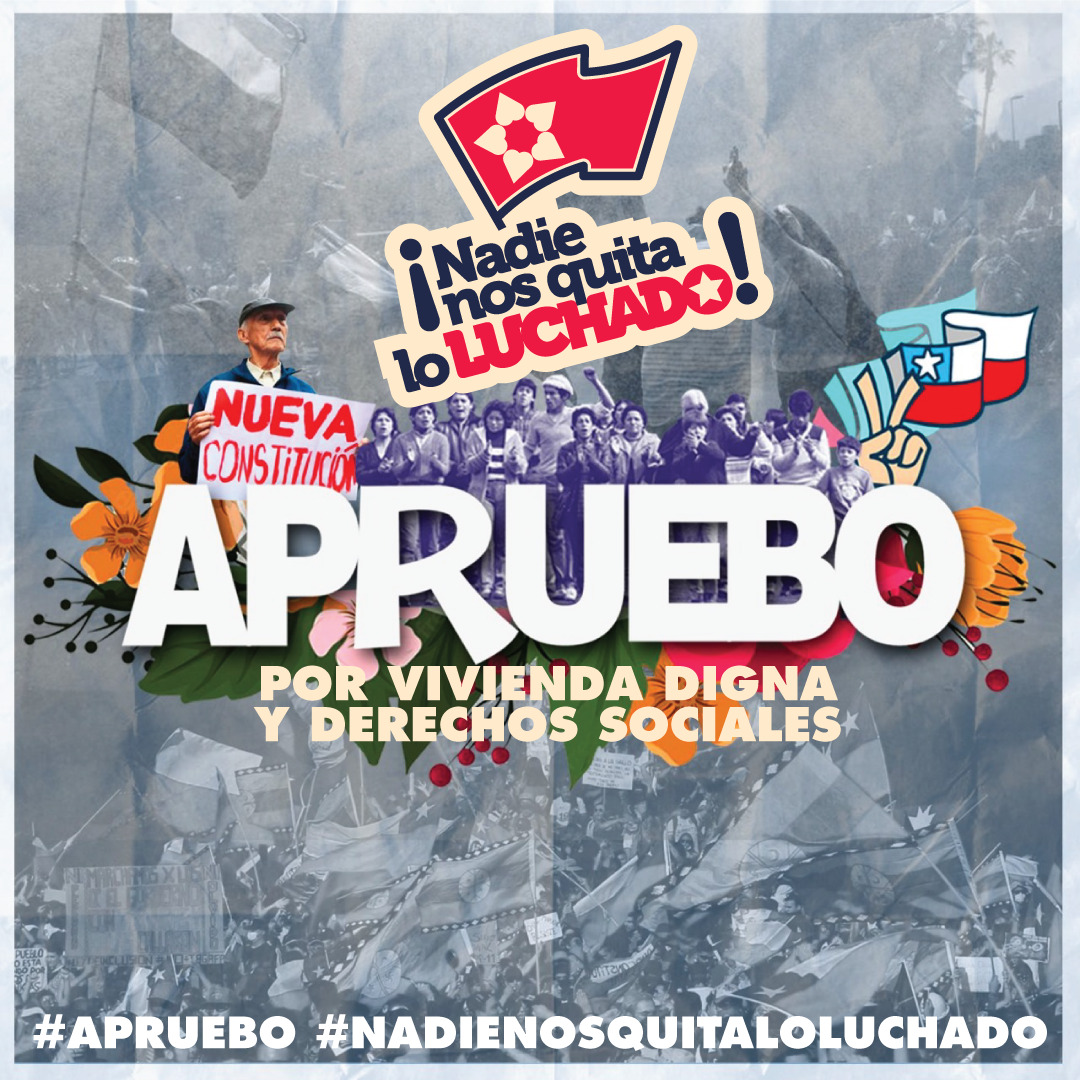 📢 | La Constitución Política chilena que se vota el #4sep, ha sido el producto de las luchas populares, organizaciones sociales y sociedad civil organizada.

¡Este domingo #ChileVotaApruebo para garantizar los #DDHH vinculados al hábitat de todxs!

#Apruebo  #Solidaridad #Chile