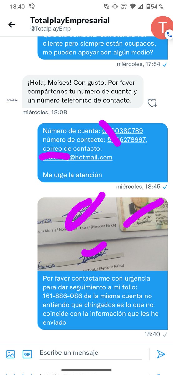 moisesig's tweet photo. @AtencionProfeco @TotalplayEmp @Profeco Así la atención de total play empresarial! Tengo la evidencia de correos y grabaciones de llamadas ya estoy arto del mal servicio. Quiero cancelar mis servicios y argumentan que las firmas no coinciden! Llevo 2 meses que estoy con lo mismo... https://t.co/6NFNvSZstk