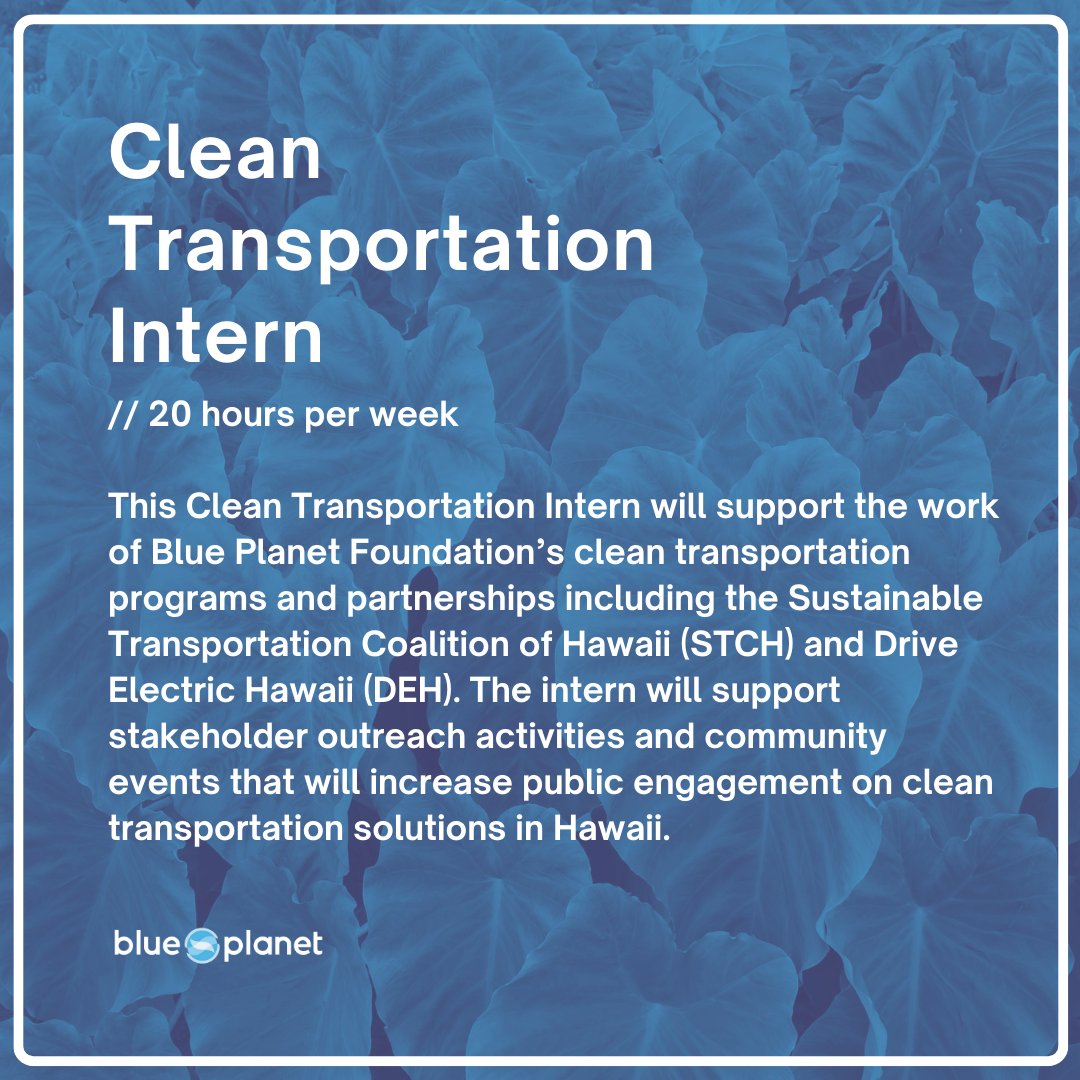 Application deadline for the paid Clean Transportation Intern position has been extended to Tues (9/6) at 5pm. $15/hr for undergrads and $18/hr for graduate students. Apply today at bit.ly/3TDEWiK. 
#cleantransportation #mobility