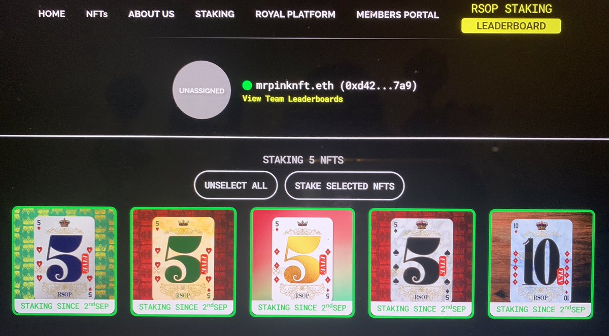🚨Staking Deadline 9/3🚨

Stake your #RSOP cards until 1pm EST Tomorrow (Saturday)

Competitive Staking Competitions starts tomorrow!

Play Games, Earn #ROYAL 👑

3 ppl that Retweet this Tweet will be give 10 Royal each to redeem in the Royal Marketplace!

royalsociety.io/staking