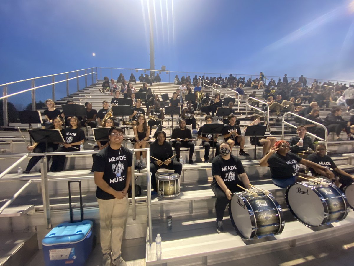 Mr. Sotelo and the Meade High Band cheering on their Mustangs! <a href="/MeadeHSAACPS/">MeadeHSAACPS</a> <a href="/MeadeAthletics/">Meade Athletics</a> <a href="/principal_durr/">Dr. Ryan Durr</a> <a href="/MeadeHSMusic/">MHS Music</a> <a href="/MusicAACPS/">MusicAACPS</a>