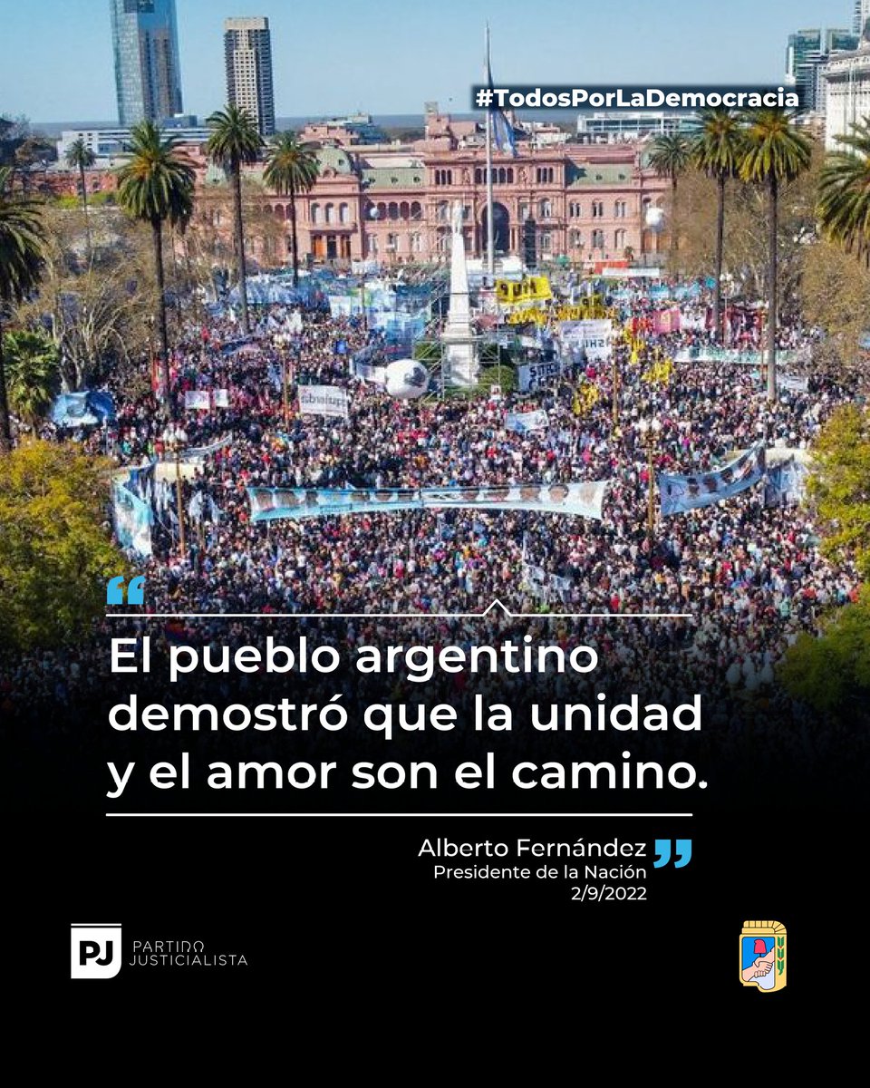 En Plaza de Mayo y en todo el país, millones volvimos a la calles por Cristina, por la democracia y por la Patria.

#TodosPorLaDemocracia🇦🇷