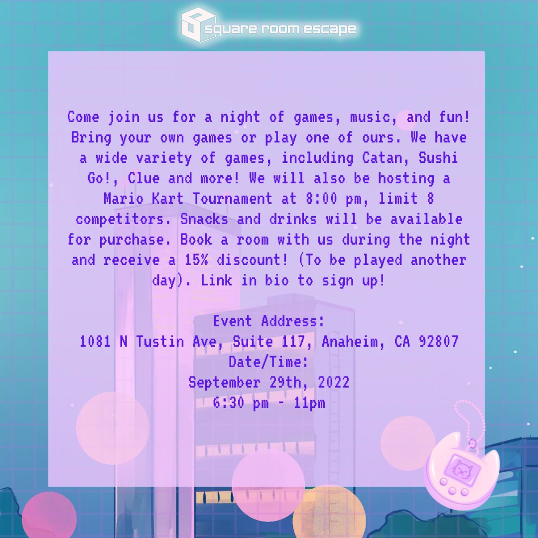 square_escape's tweet image. Be There or Be Square!
#ocescaperooms #socalescape #escaperoom #squareroomescape #gamenight #videogames #boardgames