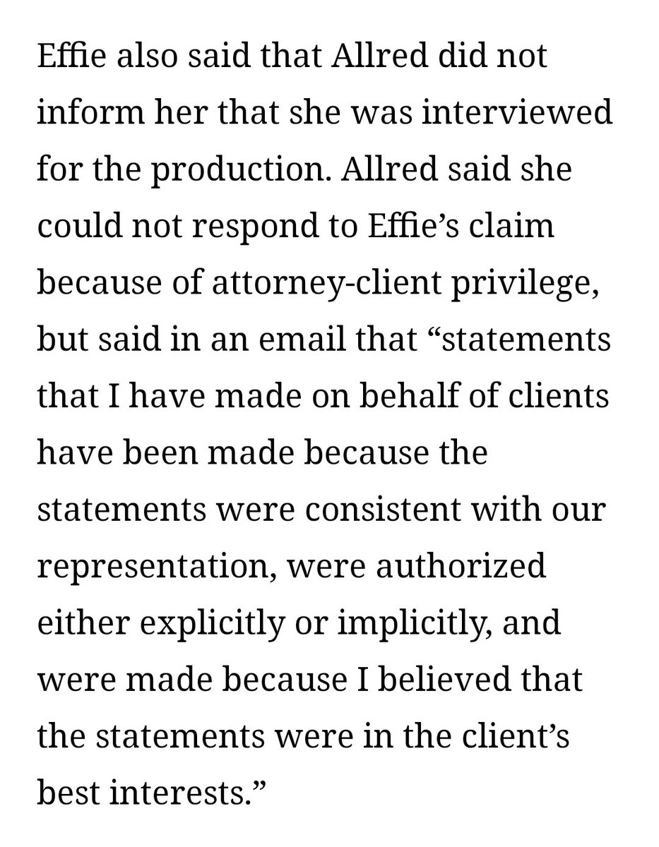 shannonetheless's tweet photo. @latimes Wait what? Allred is in the film as a rep for Effie but Effie didn't know about it? That's some 🐍 behavior. https://t.co/fygIRdzbTg