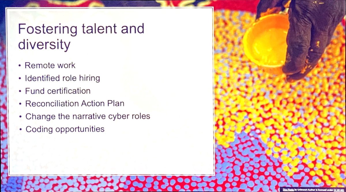 Good recommendations on fostering talent and diversity in Applying First Nations Philosophy to Cyber Security Strategies by Jas at #CrikeyCon