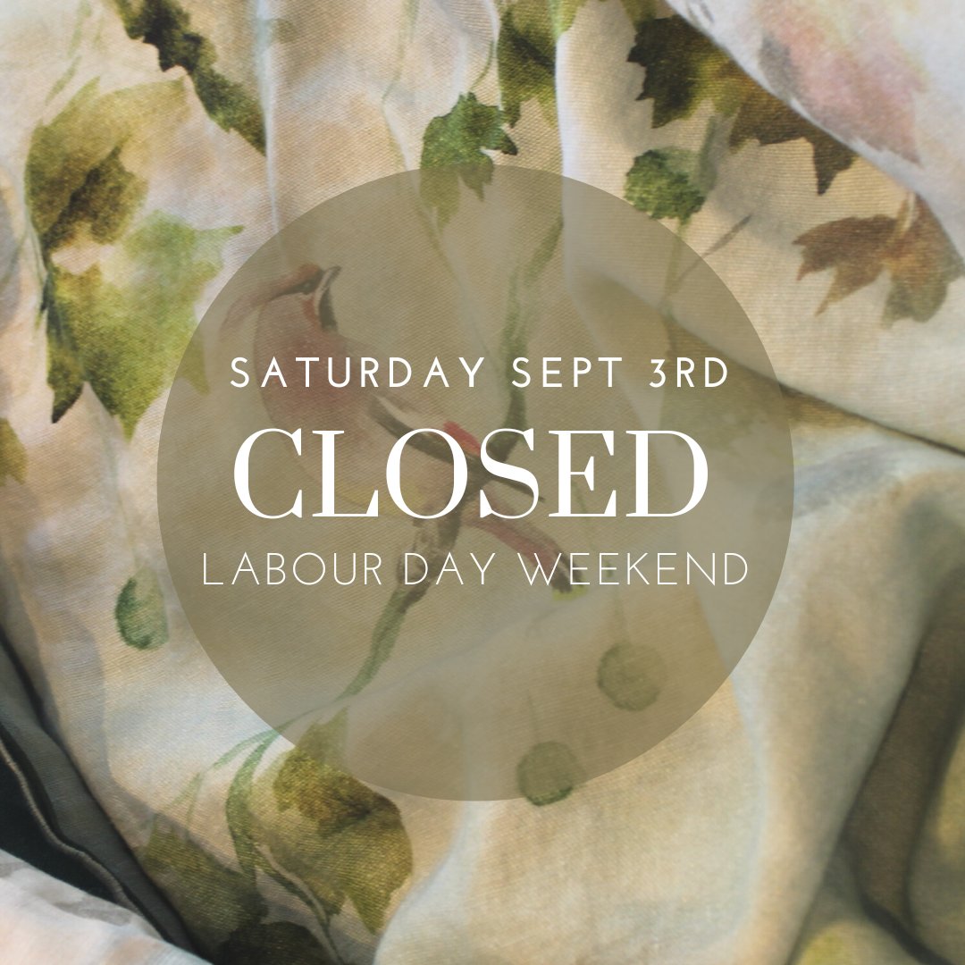 We will be closed this Saturday, Sept. 3rd for the long weekend. We resume regular hours on Tuesday, Sept. 6th. Have a nice weekend!