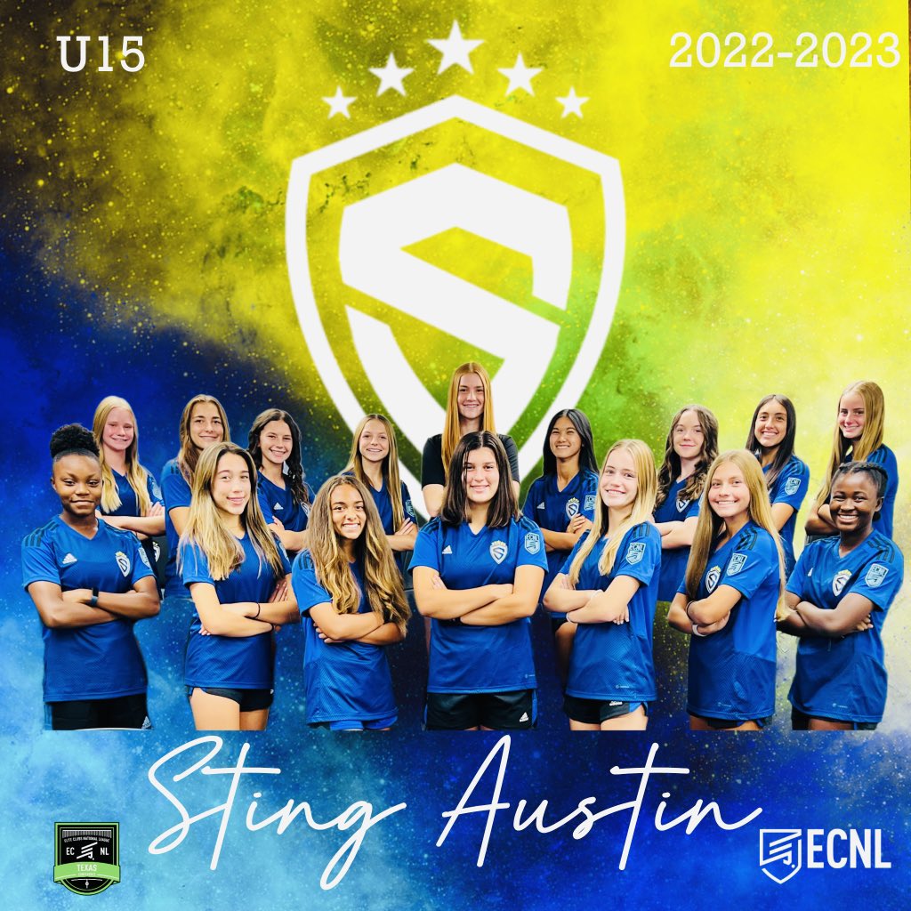 BRAVE  BOLD ONE

‘22/‘23 ECNL G U15
STING AUSTIN

Thank you for following and supporting us!

IG: @stingatx_ecnl08_
Twitter: @stingatx_2008
#stingatx08ecnl
