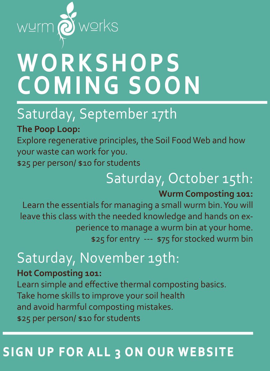 wurmworks's tweet photo. Our Fall Workshop series is coming soon. Sign up today on our website!
#workshop #jacksonms #JacksonMississippi #mississippi #ComingSoon #signup https://t.co/8Qkxqs5l6A