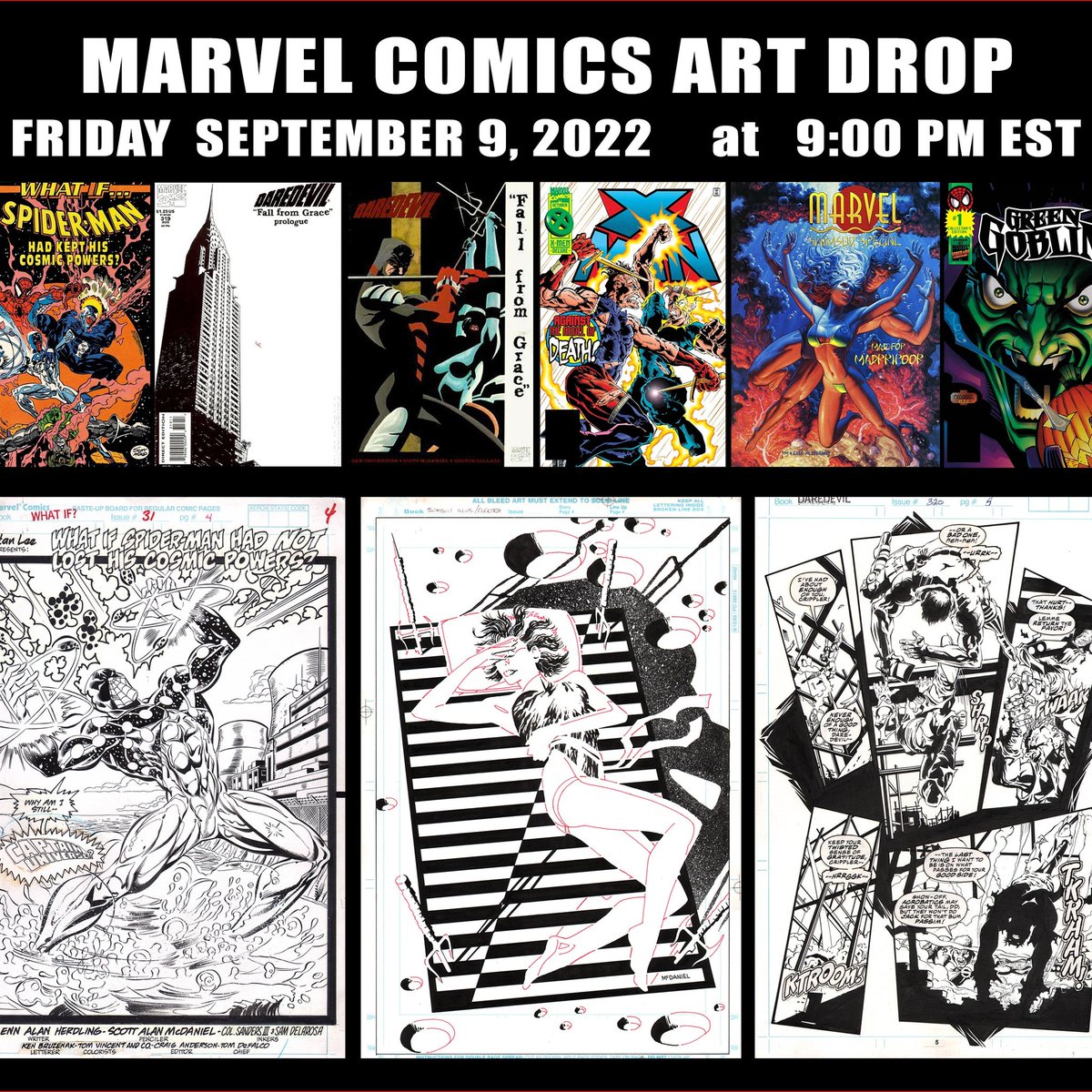 Note to art collectors: I’m releasing a large batch of original art from my early work at Marvel Comics on Friday, Sept 9 at 9 PM EST. Spider-Man, Daredevil, Elektra, Green Goblin. Hope to see you here: scottmcdaniel.net/artsale2/inter…