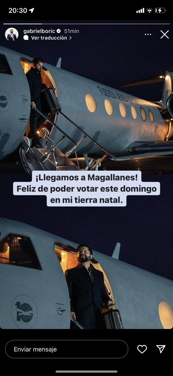 mathochberger's tweet image. Cuánto sale darse el gustito @gabrielboric de votar y malgastar dinero de todos los chilenos viajando ida y vuelta a P.Arenas. No es más decente cambiarse de local de votación como todo los Chilenos. Privilegios y abusos. Justicia imparcial y abuso de maquinaria del estado. 50 MM