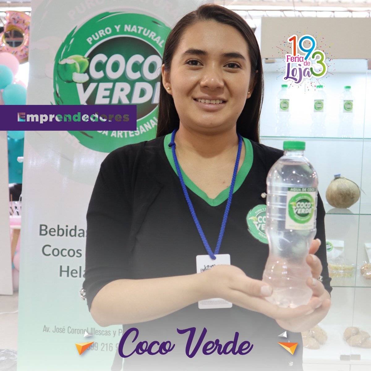 LaFeriaDeLoja's tweet photo. ¿Con calor? 🥵 Ven a la Nave de Emprendimiento de la #193FeriaDeLoja 🎡 y disfruta de #CocoVerde 🌴🥥 una deliciosa bebida refrescante y natural 🥛
Del 2️⃣7️⃣ de Agosto al 1️⃣8️⃣ de Septiembre, #LojaEstáDeFeria 🎡
.
#LaFeriaMásGrandeDelEcuador
#ViveLaReactivación
#Loja #Ecuador https://t.co/JiPSIr7bj1