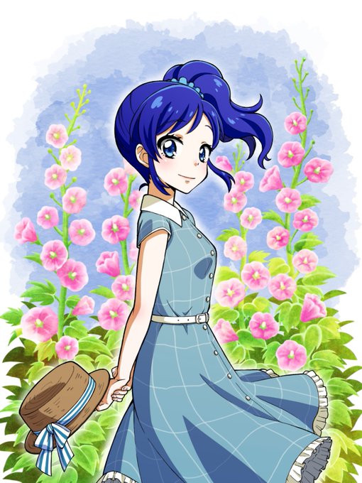 あおいちゃんとタチアオイ最近涼しくなってきて過ごしやすいなぁと思う反面、夏が終わっていくのは少し寂しく感じるのです。#アイカツ #aikatsu 
