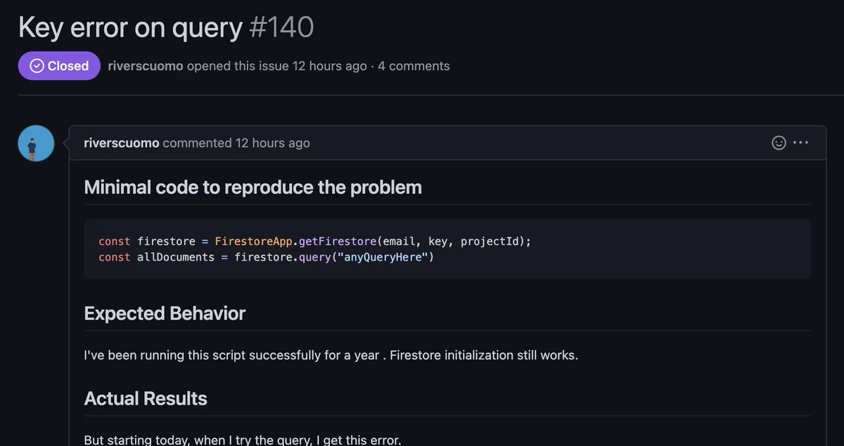 A screenshot of a GitHub issue linked in the tweet.