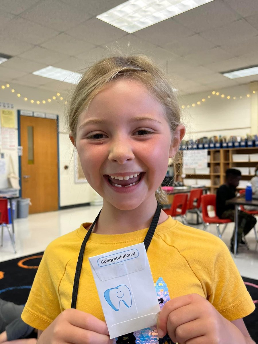 EcoffElementary's tweet image. Why are teeth sharp? Because they do their homework! 😁😂 Mrs. Stone had THREE students lose teeth this week! 🦷 #EcoffLions