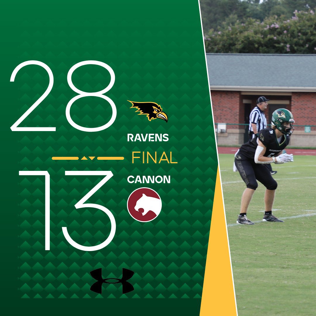 RavensAthletics's tweet photo. @Ravens_FB1862 Football moves to 3-0 after beating Cannon on the road tonight. #GoRavens @NickStevensHSOT @charlotteobserv https://t.co/SYTfnXMXpH