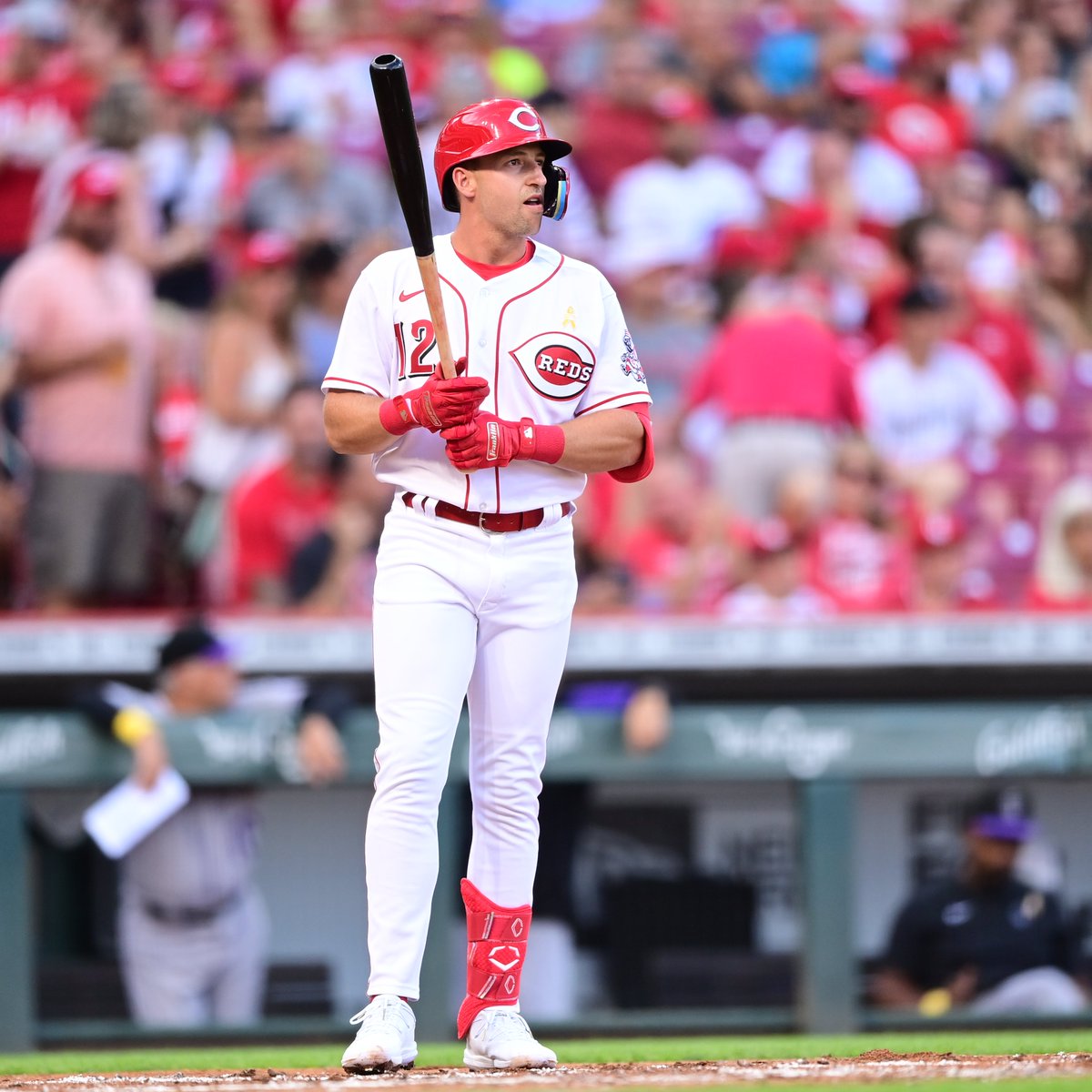 Reds's tweet photo. Spencer Steer is the first Red to reach base four times in his MLB debut since Jay Bruce did in 2008. https://t.co/VqmS3wv6Yf