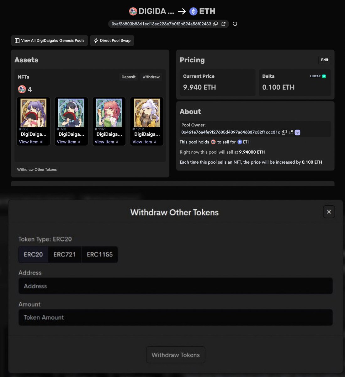 any NFTs or tokens airdropped to your pools can now be withdrawn using the pool UI >s<