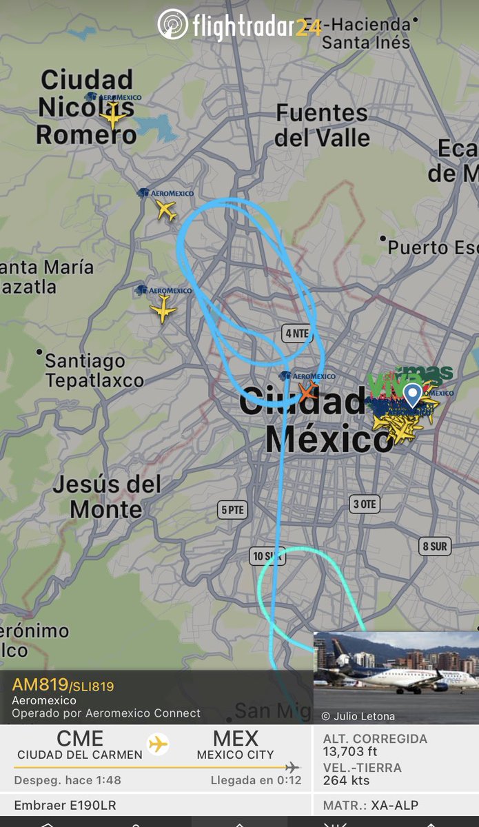 LeonelSerrano10's tweet photo. ¿Qué pasará en el @AICM_mx que tiene dando vueltas a los aviones? Sería interesante saber porqué el vuelo AM397 se fue al aire @lopezdoriga, @Aviationmex https://t.co/5SNNmmTnvy